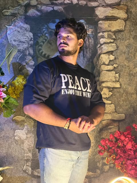 ποΈπ "PEACE VIBES" Navy Blue T-Shirt β Only βΉ450! πποΈ