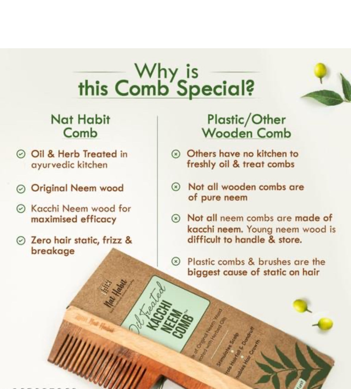 🌿 Neem Wood Comb