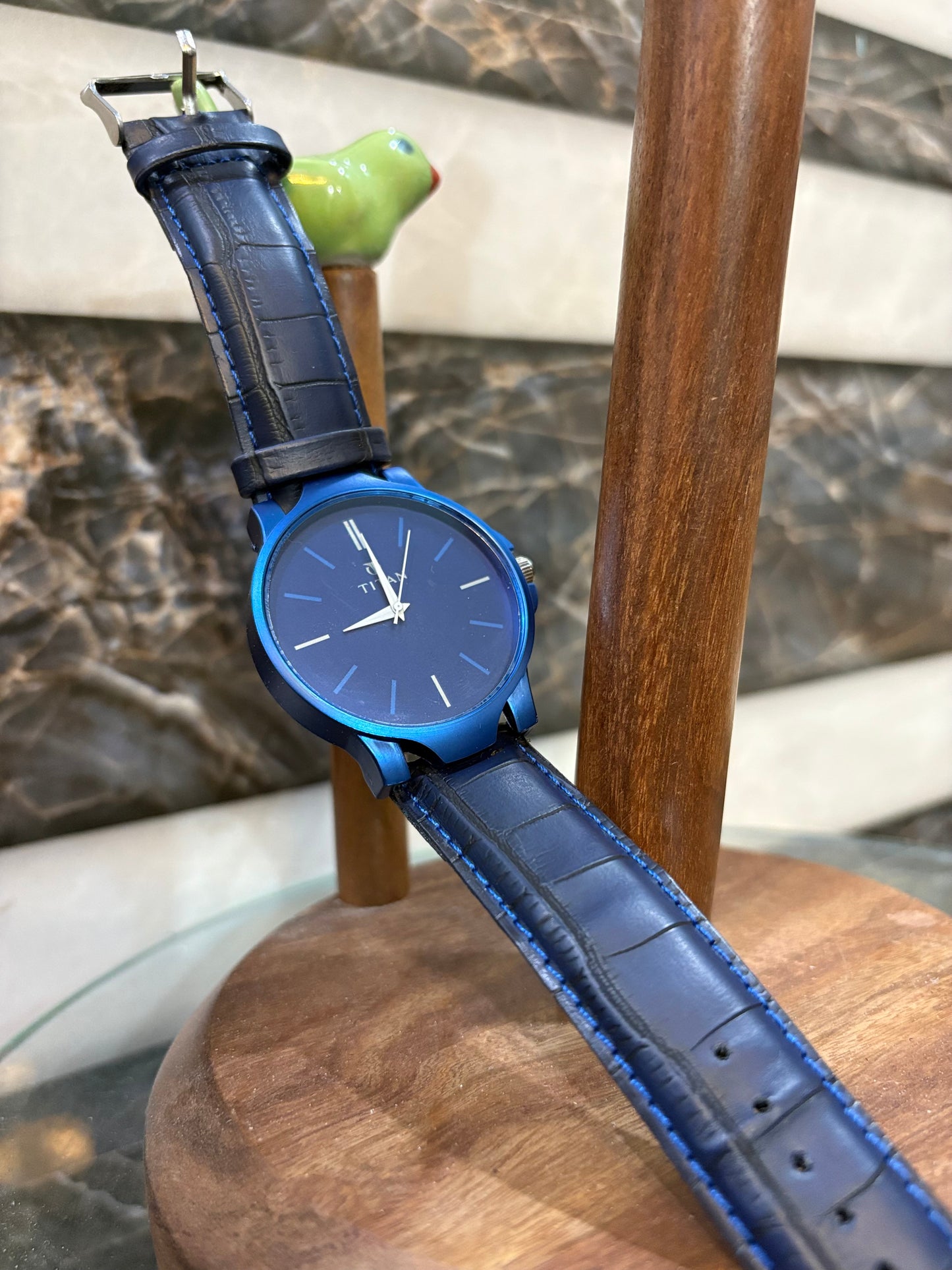 Blue Analog Leather Watch