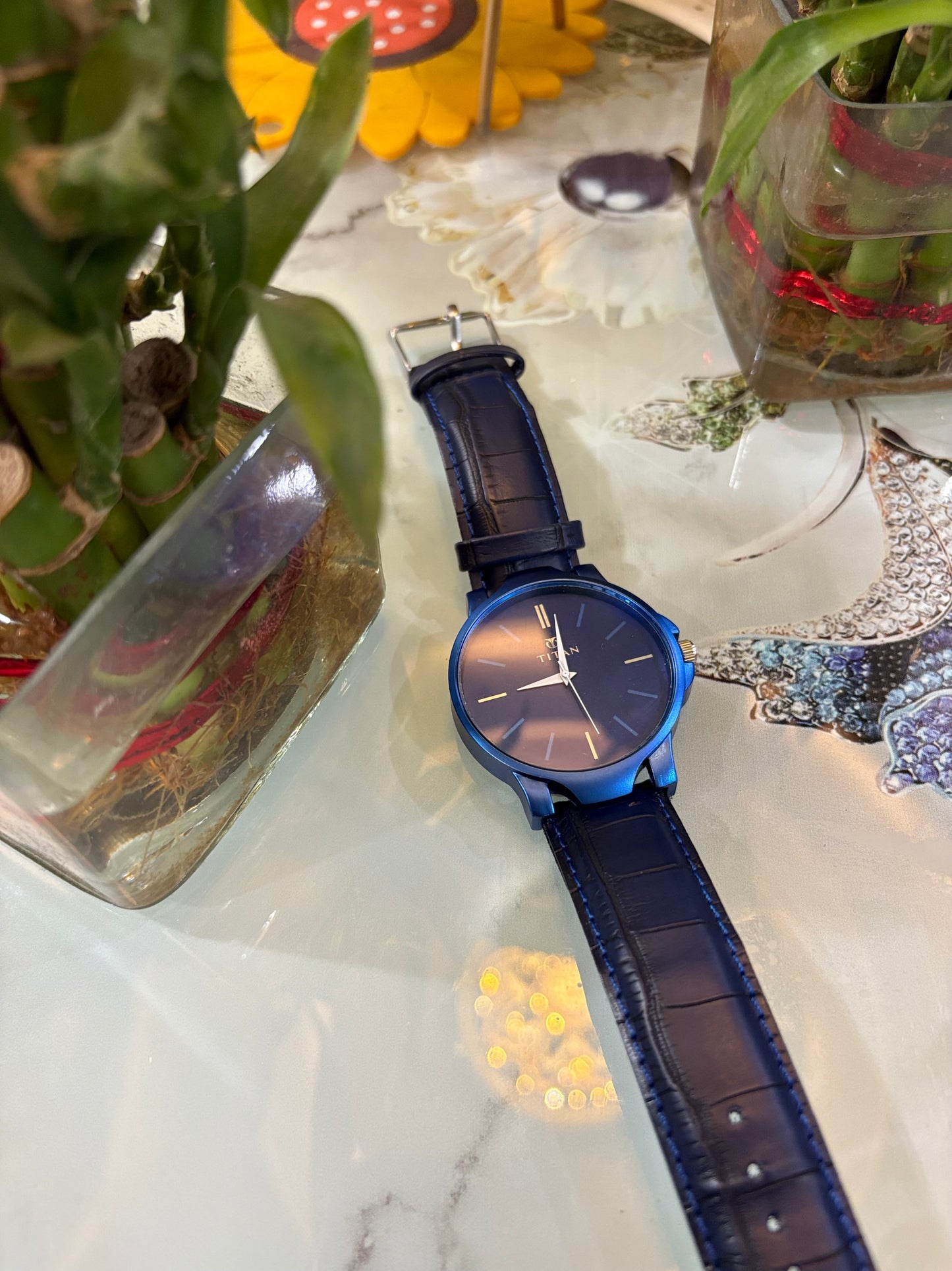 Blue Analog Leather Watch