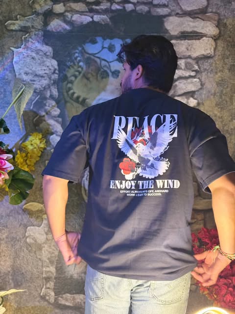 🕊️💙 "PEACE VIBES" Navy Blue T-Shirt – Only ₹450! 💙🕊️