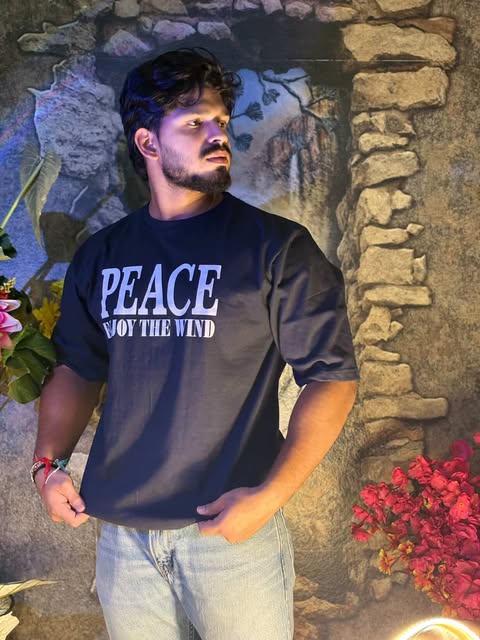 🕊️💙 "PEACE VIBES" Navy Blue T-Shirt – Only ₹450! 💙🕊️